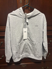 ALO Accolade Full Zip Hoodie Heather Grey Boxy Oversized Fleece