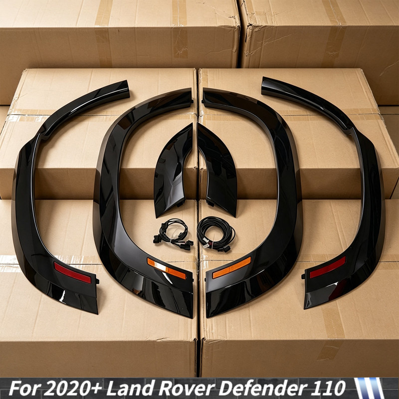 6x Fender Flare Trim Arch w/ Light For 2020+ Land Rover Defender 110 Gloss Black