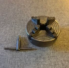 HARDINGE 5" DIA. 4 JAW CHUCK, MODEL H95, 36HC, DEGREE TAPER MOUNT w/WRENCH NICE!