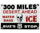 VINTAGE BUZ'S US ROUTE 66 PORCELAIN SIGN SKULL METAL HIGHWAY GAS STATION OIL