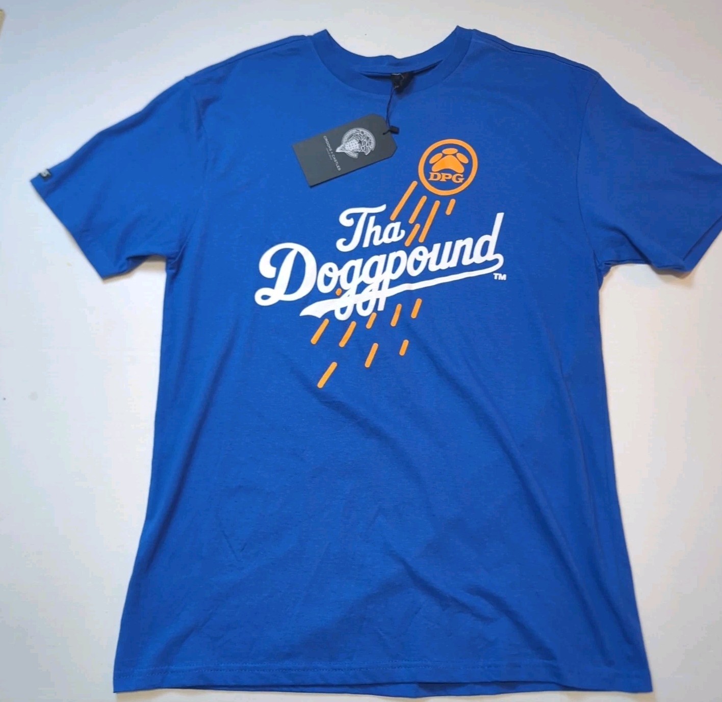 FILA Nuova maglietta Crooks and Castles X Death Row Records Dogg Pound blu taglia M