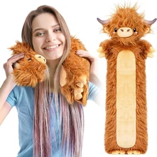 Brown Highland Cow Microwavable & Weighted Stuffed Animals - Unscented Heatable 