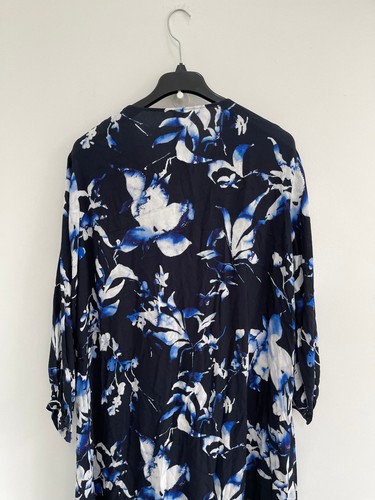 John Lewis Midi Dress Watercolour Bloom Floral Print Navy Blue UK 18-20 BNWT £65 - Picture 13 of 18
