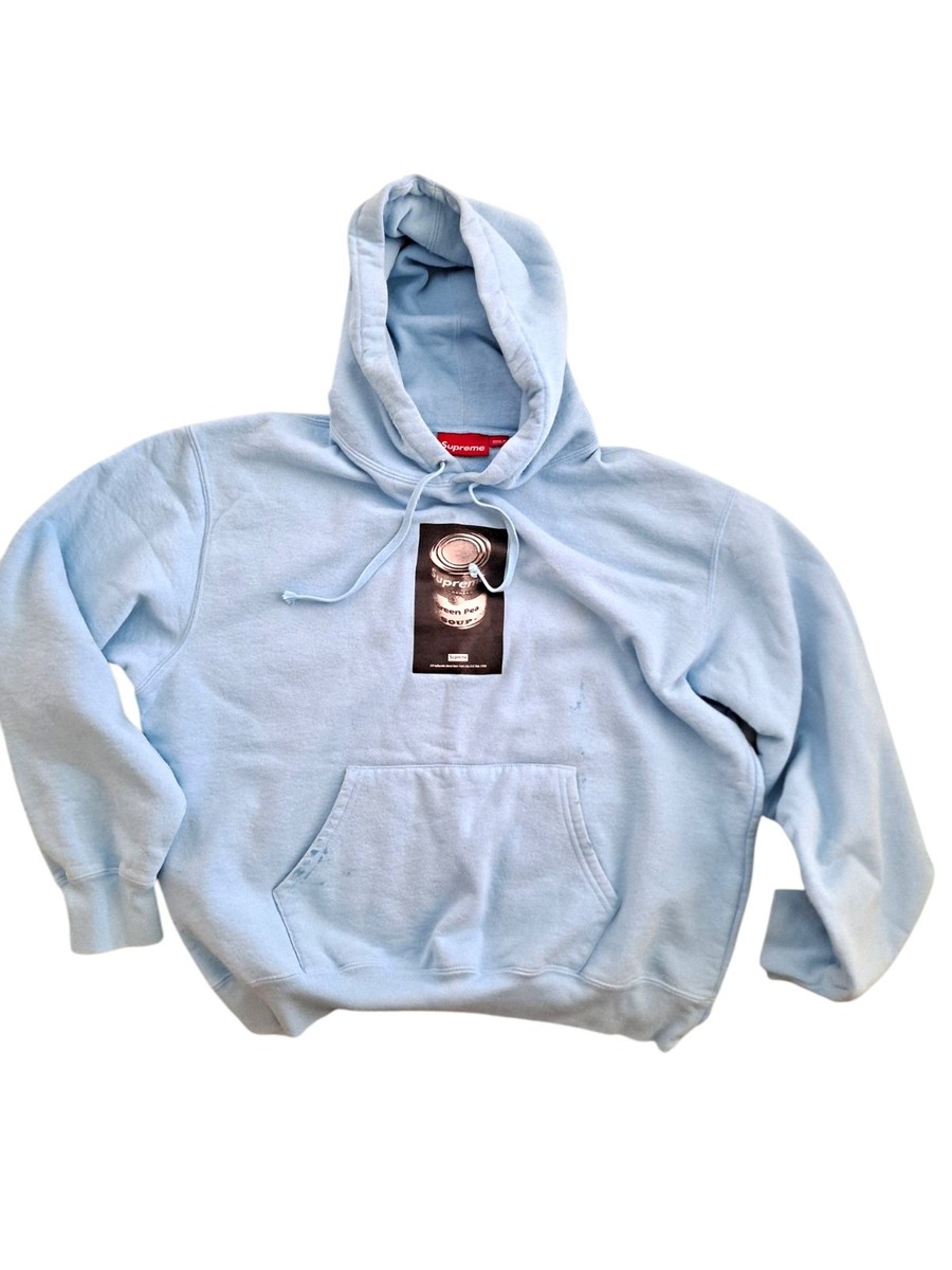 M Supreme Soup Can Hooded Sweatshirt Sky Blue | eBay