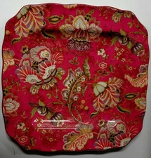 222 Fifth Gabrielle Red Square 10 3/4" Dinner Plate(s) Near Mint Condition 