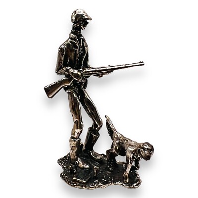 925 Sterling Silver Duck Hunter with Dog Figurine 24g