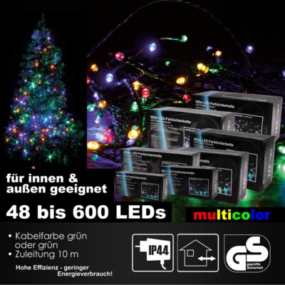 48-600er LEX LED Lichterkette Außen Innen Weihnachtslichterkette Licht bunt