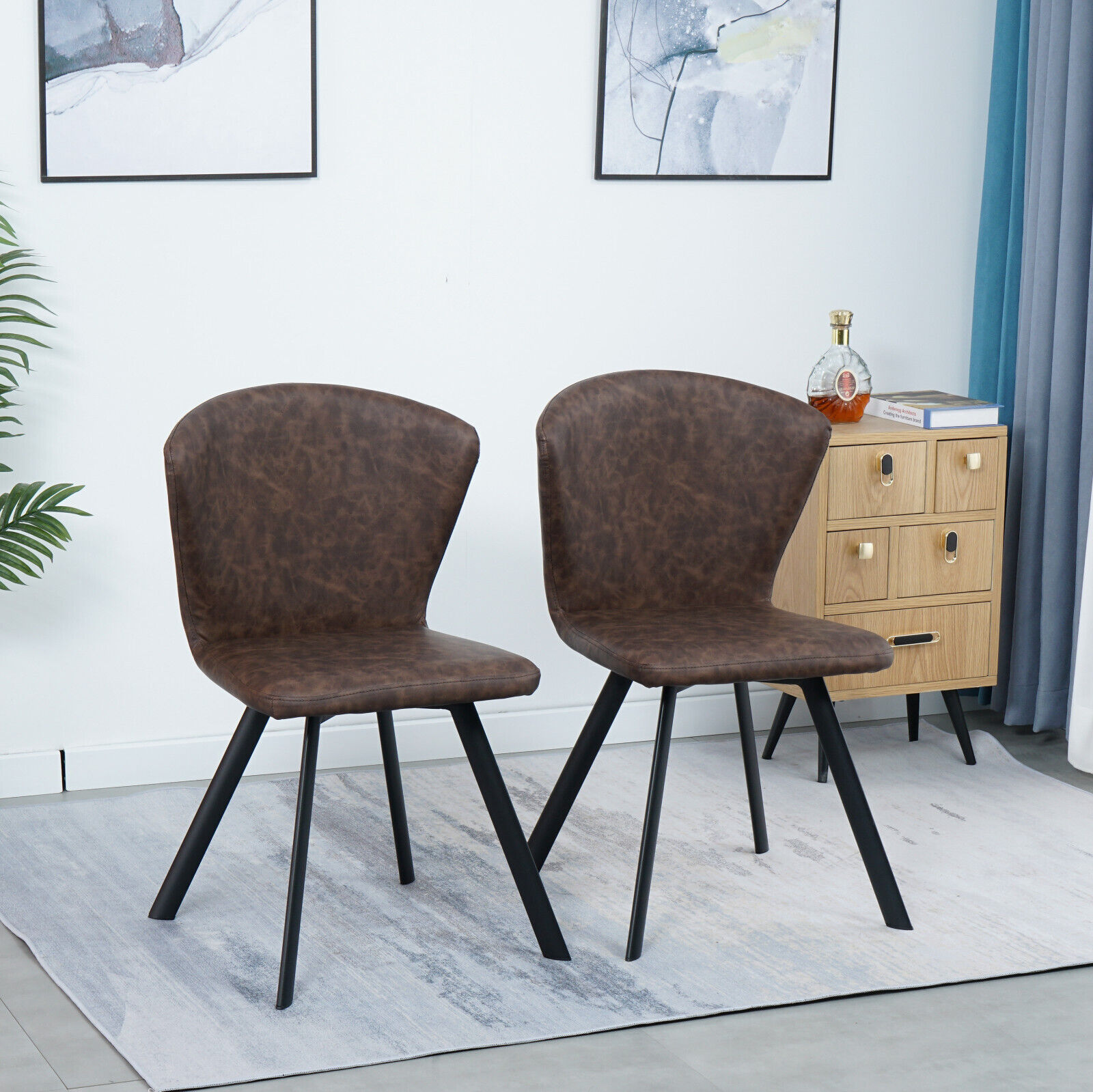 Set of 2 Modern luxury furniture chairs PU dining chair for dining room |