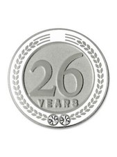 PinMart's 26 Years of Service Award Employee Recognition Gift Lapel Pin - White