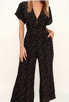 Faithfull The Brand Black Floral Jumpsuit Size Us 6 Au 10 Ebay
