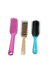 Vintage GOODY Wood Grain Pink Blue Hair Brush Lot Vented Plastic Rubber 3