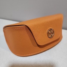 Tory Burch Orange Sunglasses Eyeglasses Case Faux Leather Ivory Interior Clean