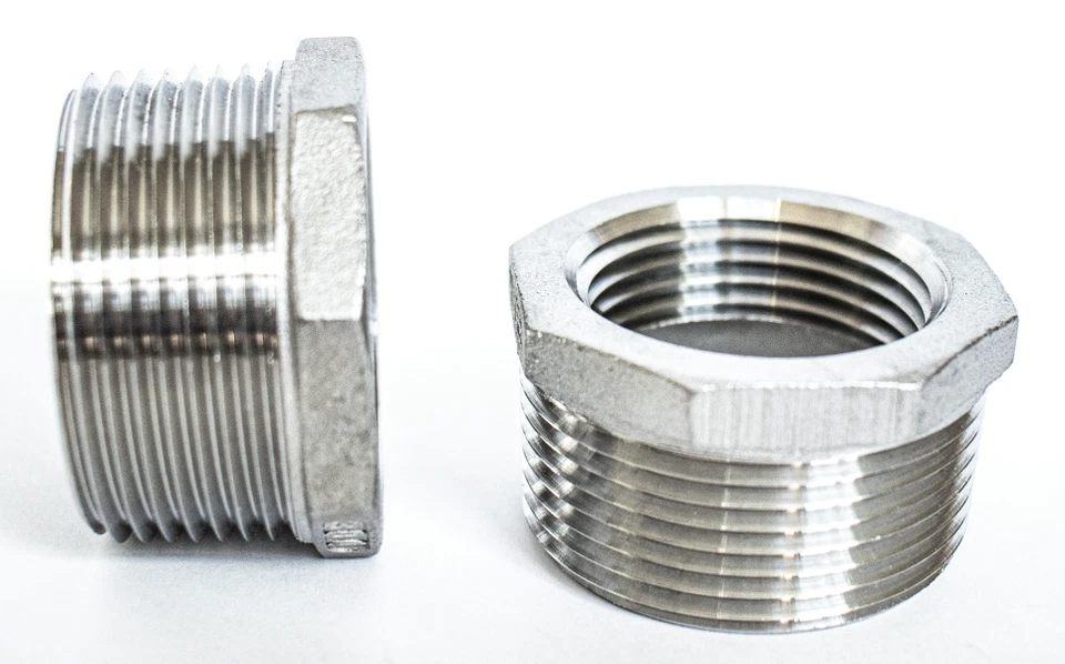 1 1/2" x 1 1/4" Stainless Steel Hex Reducer Bushing - NPT Pipe Reducer 1.5x1.25 - Image 4 of 4