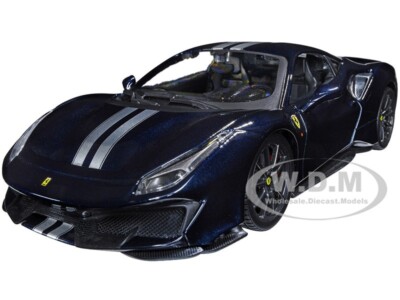 FERRARI 488 PISTA DARK BLUE 1/24 DIECAST MODEL CAR BY BBURAGO 26026