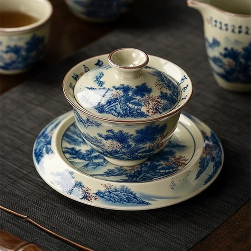160ml Gaiwan Tee Landschaft Chinesische Keramik Öffnung Gaiwan für Teeterrine Teegeschirr - Bild 3 von 7