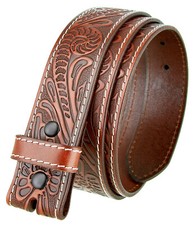 Western Floral Engraved Tooled Genuine Full Grain Leather Belt Strap 1-1/2" Wide