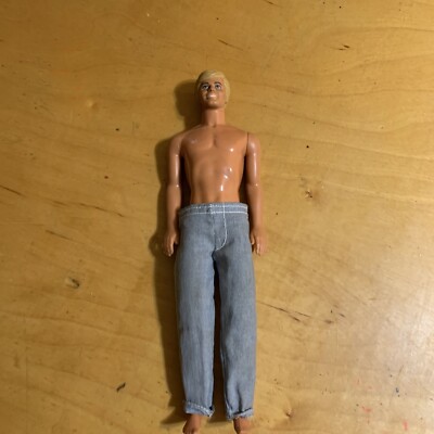 Mattel Barbie Ken Doll 1988 Head 1968 Body Blonde Molded Hair Blue