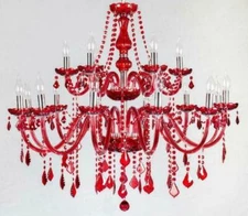 Red Crystal Bedroom Lighting Chandelier Living Room Pendant Light Ceiling Lamp T