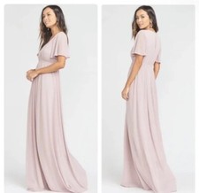 SHOW ME YOUR MUMU Emily Empire Maxi Dress Neutral Mauve Chiffon Size Large NWT