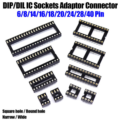 DIL IC Sockets Integrated Circuit Socket DIP Holder 6/8/14/16/18/20/24/28/40 Pin - Afbeelding 1 van 30