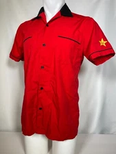 Carl's Jr Hardees Crest Red Employee Uniform Work Shirt Men's SMALL