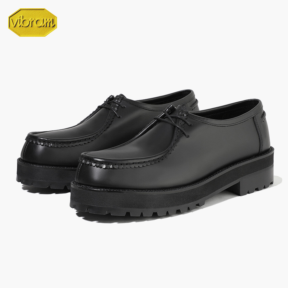 SAOLA Scarpe da derby Firenze Atelier da uomo in pelle nera wallabees punta moc con suola Vibram