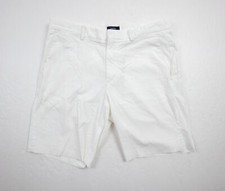 Theory Shorts Mens 33 White Chino 8" Flat Front Stretch Adult Preppy Casual