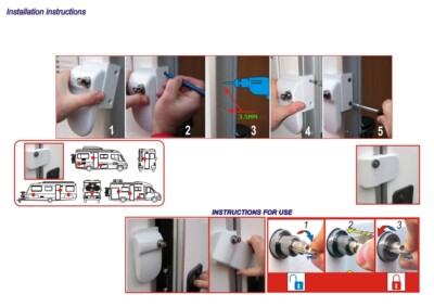 Door Frame Security Lock For Motorhome, Caravan, Camper & RV - Black Or White, 150mm X 90mm