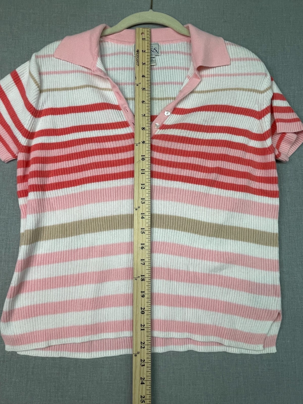 Basic Editions Women's Multicolor Stripes Button … - image 4