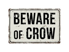 235VS Beware Of Crow 8 "x 12" Vintage Aluminum Retro Metal Sign