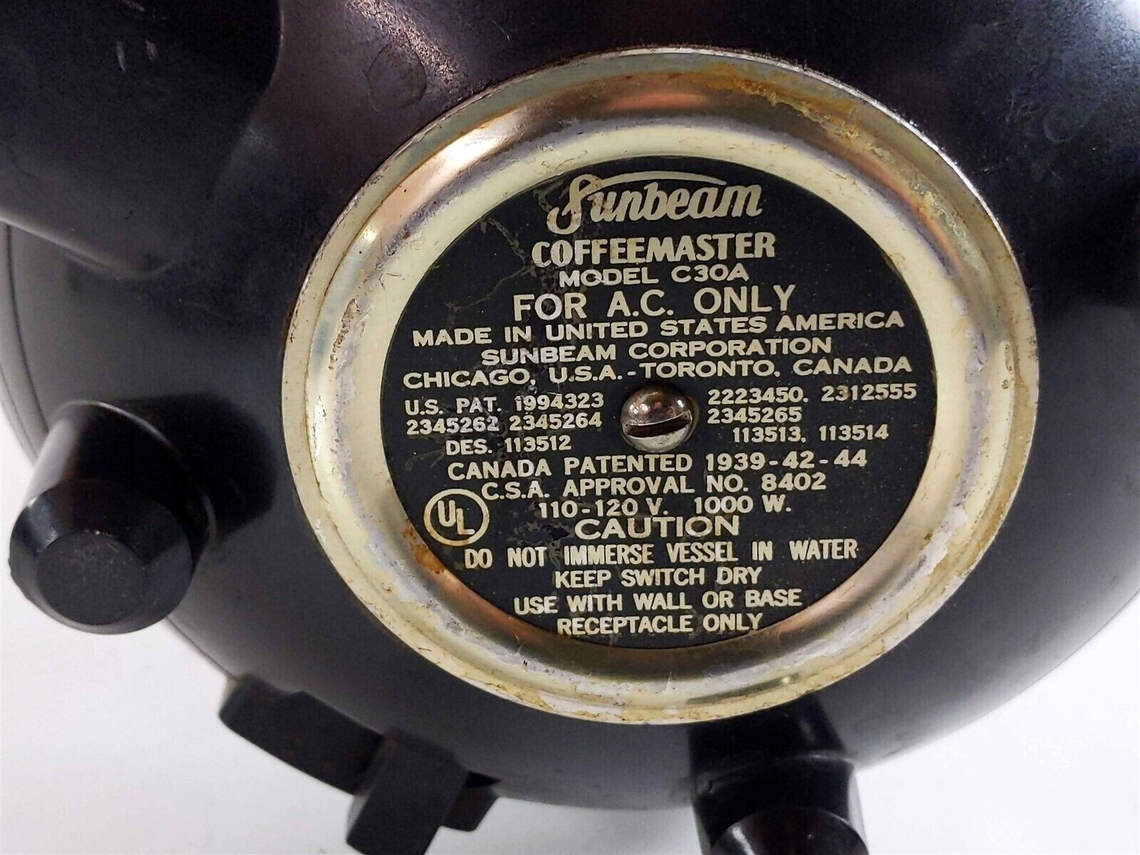 Power Cord for Sunbeam Coffee Percolator Models C30 C30A C30B C30C