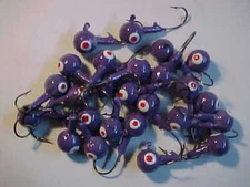 25 NEW LEAD HEAD FISHING JIG HEADS 3/8 OZ. lead WALLEYE PURPLE 1/0 hooks JIGS 