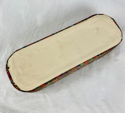 Vintage Colorful Paisley Satin Glove Box Organizer Oval Lingerie Storage EUC - Picture 8 of 9