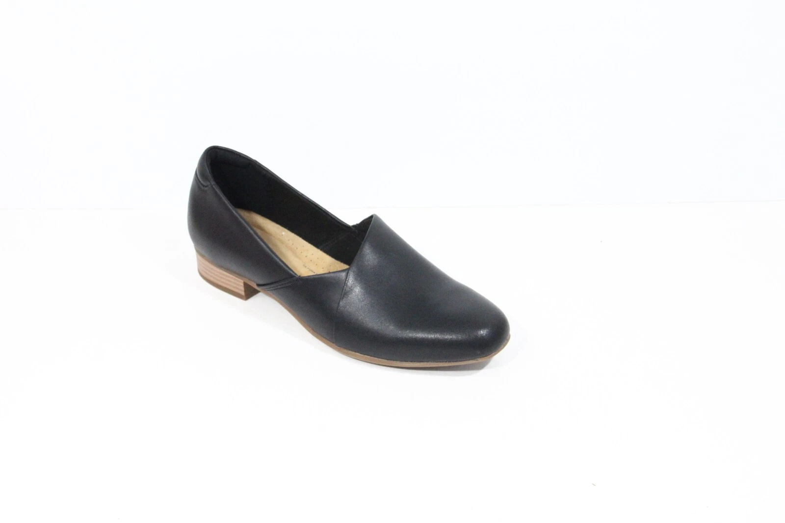 Scarpe Clarks Juliet Palm in pelle nera nuove taglia 10 mocassino donna stile slip on