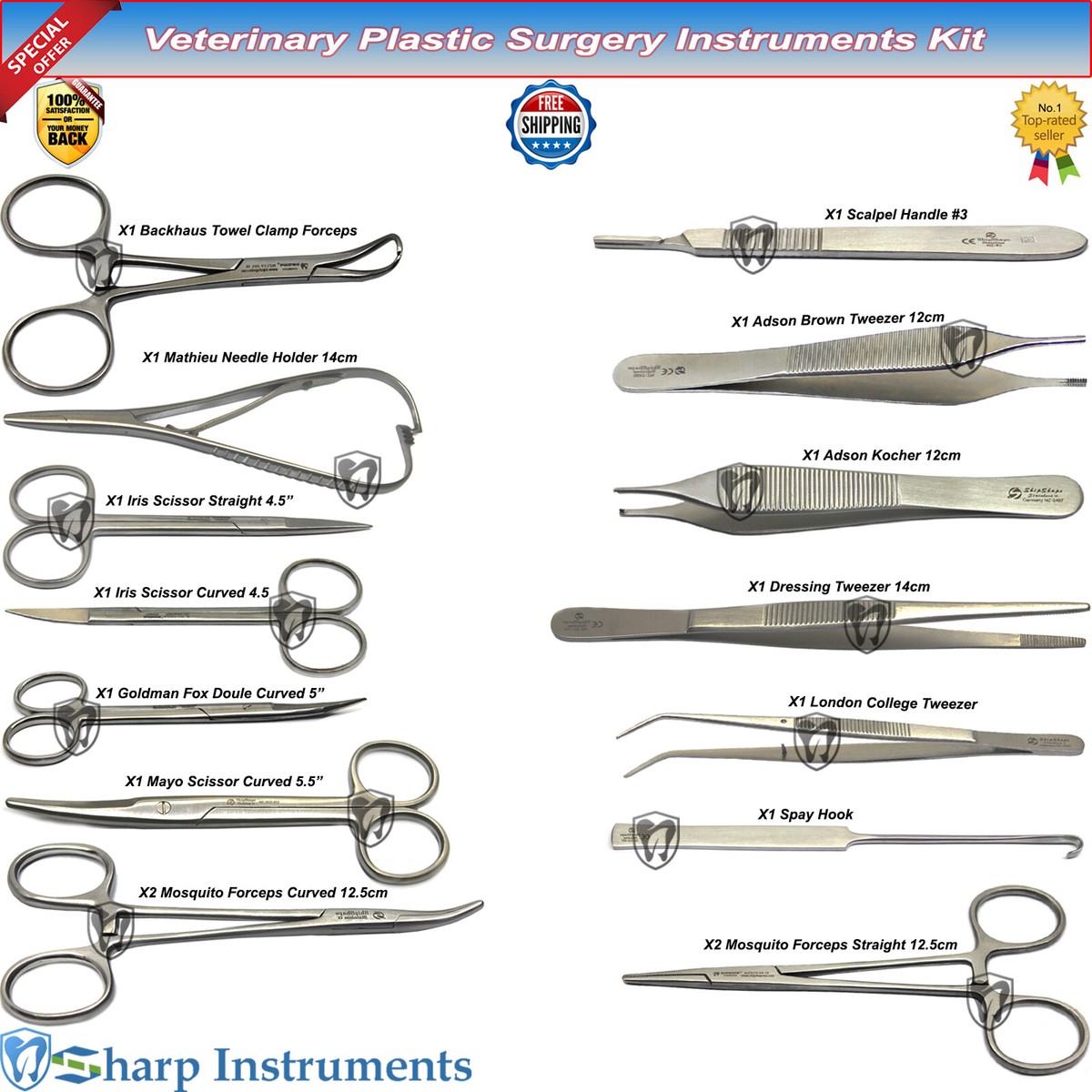 Spay Pack Instruments List Veterinary Supplies OdontoMed2011® 91-Piece Canine & Feline Spay Pack ...