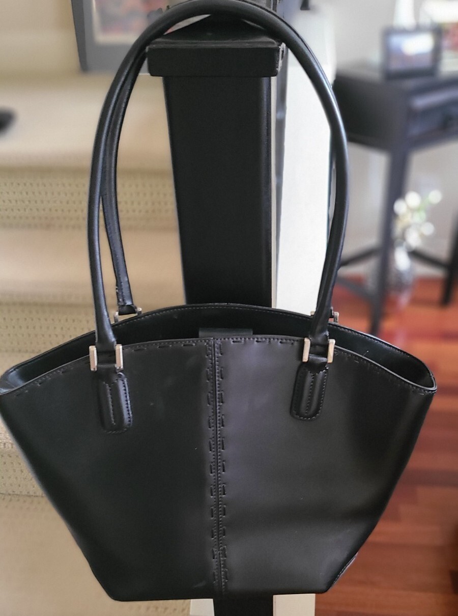 Ingledew's Vintage Black Leather Shoulder Bag Made In Italy