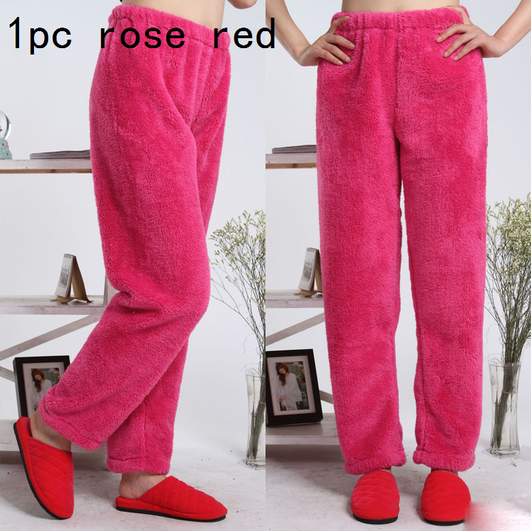 Unisex Fluffy Faux Fur Pajamas Bottoms Lounge Pants Nightwear Warm