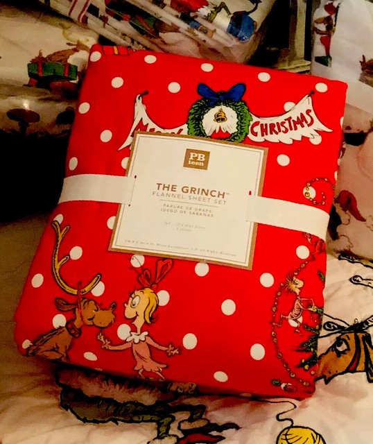 Pottery Barn Kids Grinch And Max Full Size Flannel Sheet Set