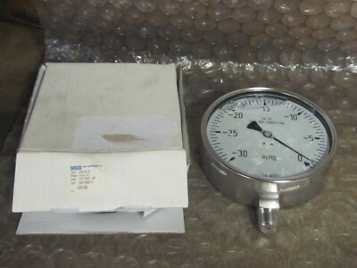 Wika Vacuum Pressure 233.5 Series 6'' Dia. VAC 30 in. HG, Lower Mount Glycerin FD