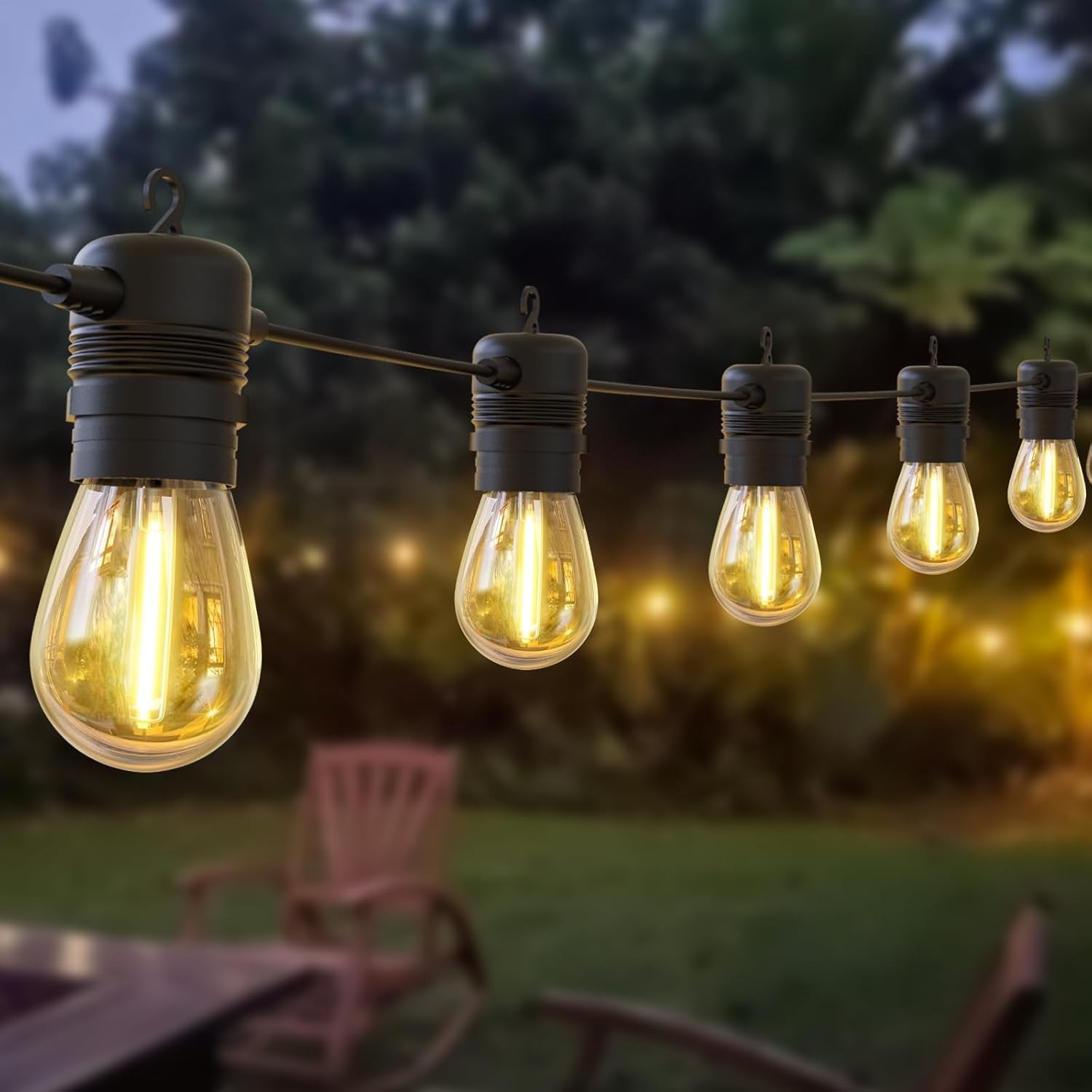 AVANLO Outdoor String Lights 100FT /30.5M Festoon Patio Lights Outside Led S14