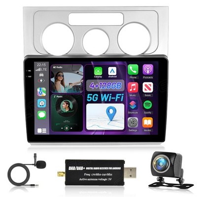 DAB+ 4+128GB Android15 Autoradio Carplay GPS Für VW Touran 1T1 1T2 1T3 2003-2010