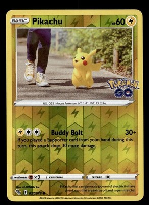 Pikachu (27) Reverse Holo Common Pokemon GO 027/078 NM