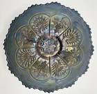 Antique FENTON Blue Carnival Glass "Peacock & Grapes" ICS Bowl (8.25" Diameter)