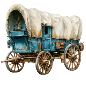 Pioneer Wagon Cowboy Self Adhesive Sticker