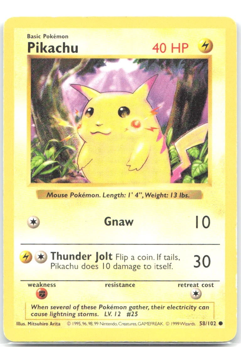 Pikachu Pokémon TCG Individual Trading Card Games Base Set in