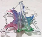 Vintage MURANO Italy Multicolor Handblown Glass Basket Candy Dish