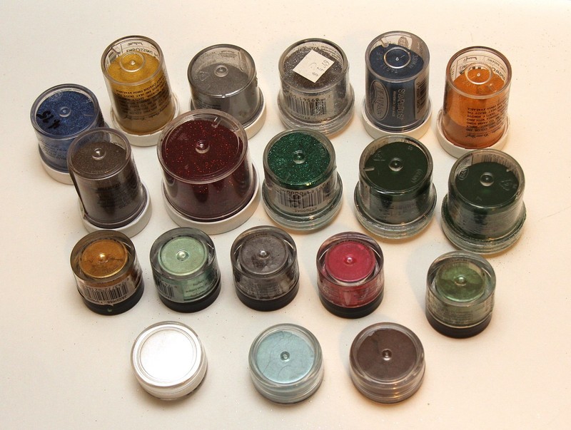 Lot of 19 Embossing Powder RANGER ZING STAMPENDOUS! PEARLEX Red Green Blue Metal