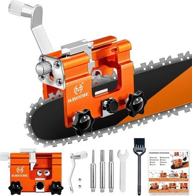 Klampero Chainsaw Sharpener, Portable Hand-Crank Chain Saw Sharpener Tool with G