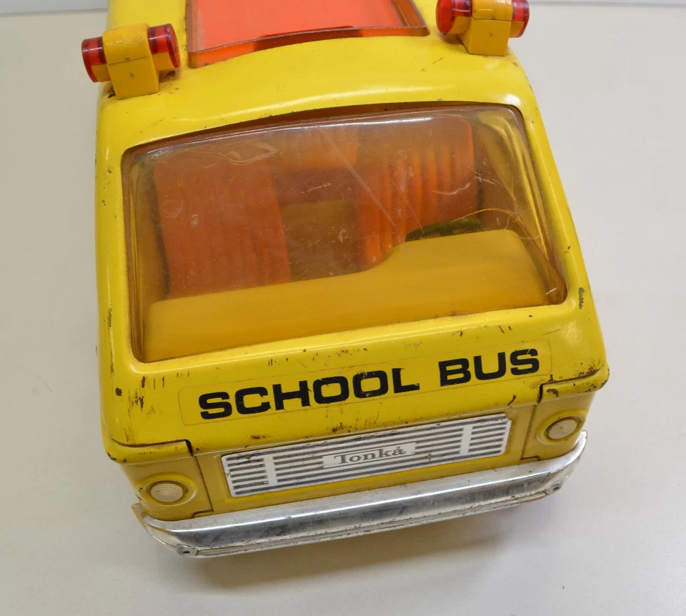 复古 TONKA 学校巴士压钢 18 英寸长黄色 20 世纪 70 年代 — 第 3/4 张图片
