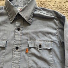 Vintage 1970s Levi  s Orange Tab Button Down Western Shirt Men  s Large Blue FLAWS